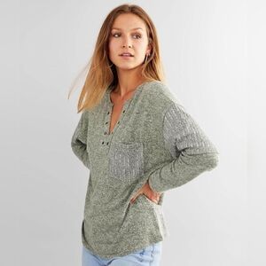 BKE Grey Oversized Brushed Knit Sweater Top | XSmall